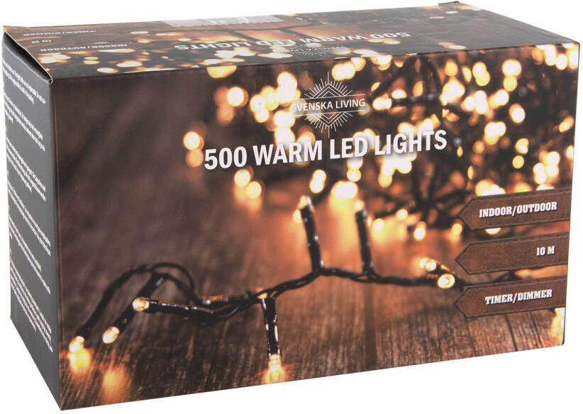 Svenska Living Kerstverlichting warm wit buiten 500 lampjes 1000 cm inclusief timer en dimmer Kerstverlichting kerstboom