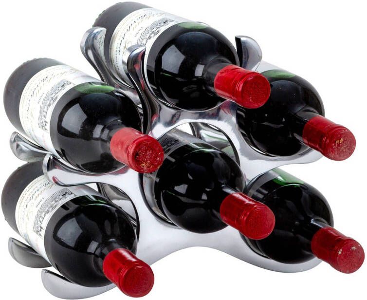 Svenska Living Modern stijlvol Wijnrek voor 6 flessen chrome metaal 28 x 22 cm Wijnrekken