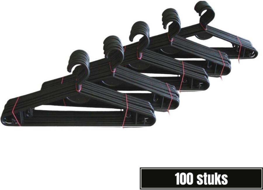 Synx Tools Kledinghangers 100 stuks Zwart Hanger Met Broeklat