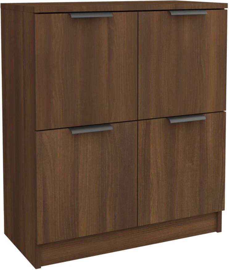 The Living Store Bewerkt Houten Dressoir Bijzetkast 60x30x70 cm Bruineiken Stevig Blad