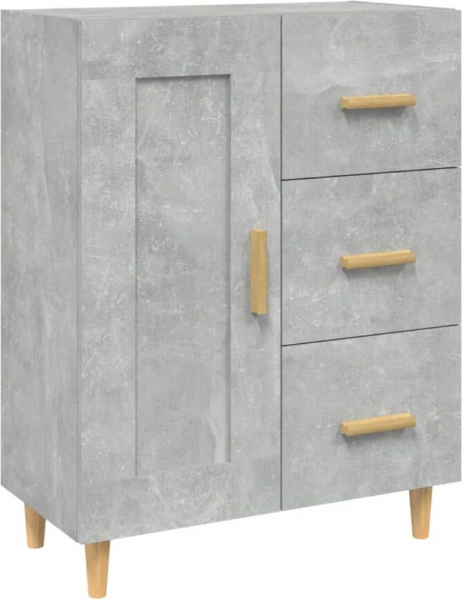 The Living Store Bijzetkast Betongrijs 69.5 x 34 x 90 cm Bewerkt hout en massief eucalyptushout