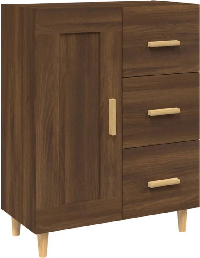 The Living Store Bijzetkast Bruineiken 69.5 x 34 x 90 cm Bewerkt hout en massief eucalyptushout