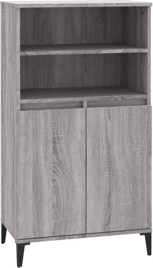 The Living Store Bijzetkast Grijs Sonoma Eiken 60 x 36 x 110 cm Bewerkt Hout en Metaal