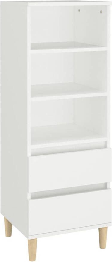 The Living Store Bijzetkast Hoge Kast Wit 40x36x110cm Bewerkt hout