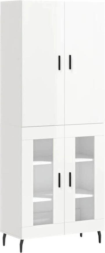 The Living Store Bijzetkast Hoogglans Wit 69.5 x 34 x 180 cm Glasontwerp