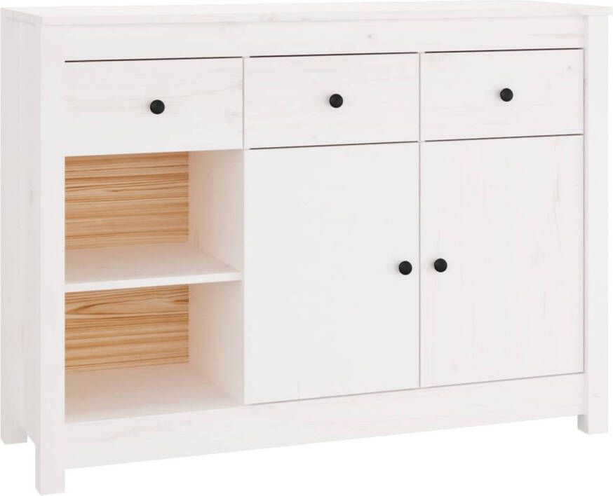 The Living Store Bijzetkast Massief grenenhout 100 x 35 x 74 cm Wit