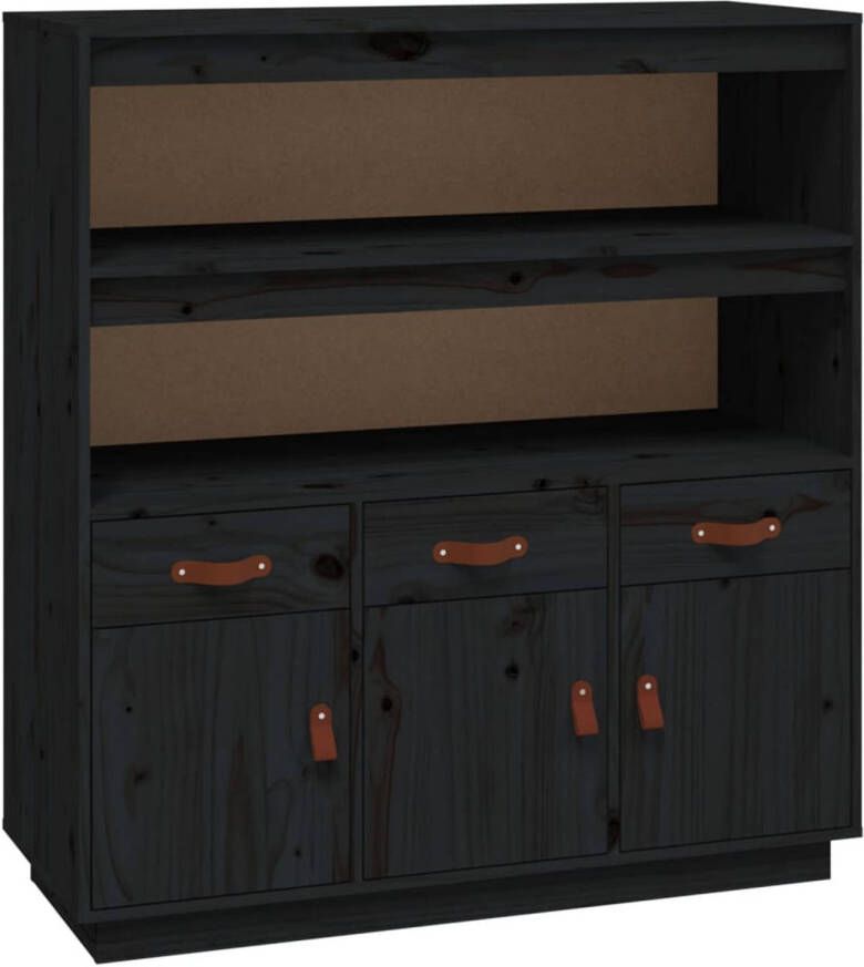 The Living Store Bijzetkast Massief grenenhout 100 x 40 x 108.5 cm Zwart