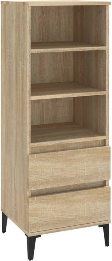 The Living Store Bijzetkast Sonoma Eiken 40 x 36 x 110 cm 3 schappen en 2 lades