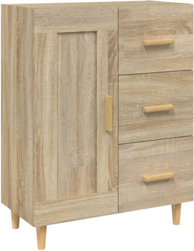 The Living Store Bijzetkast Sonoma Eiken 69.5 x 34 x 90 cm Bewerkt hout en Massief eucalyptushout