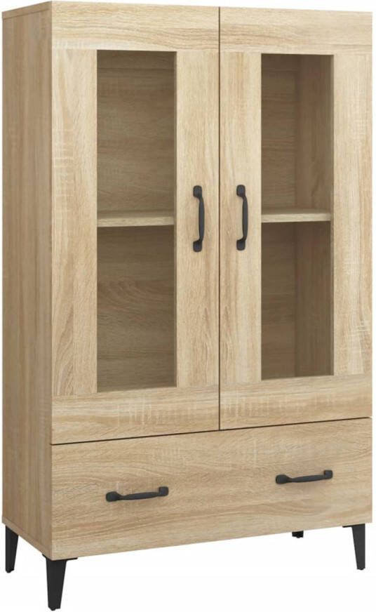 The Living Store Bijzetkast Sonoma Eiken 70x31x115cm Hout en Glas