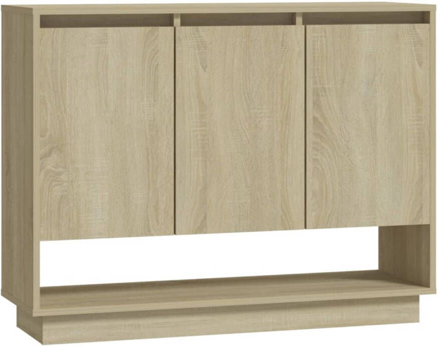 The Living Store Bijzetkast Sonoma eiken 97x31x75 cm 3 vakken met deuren