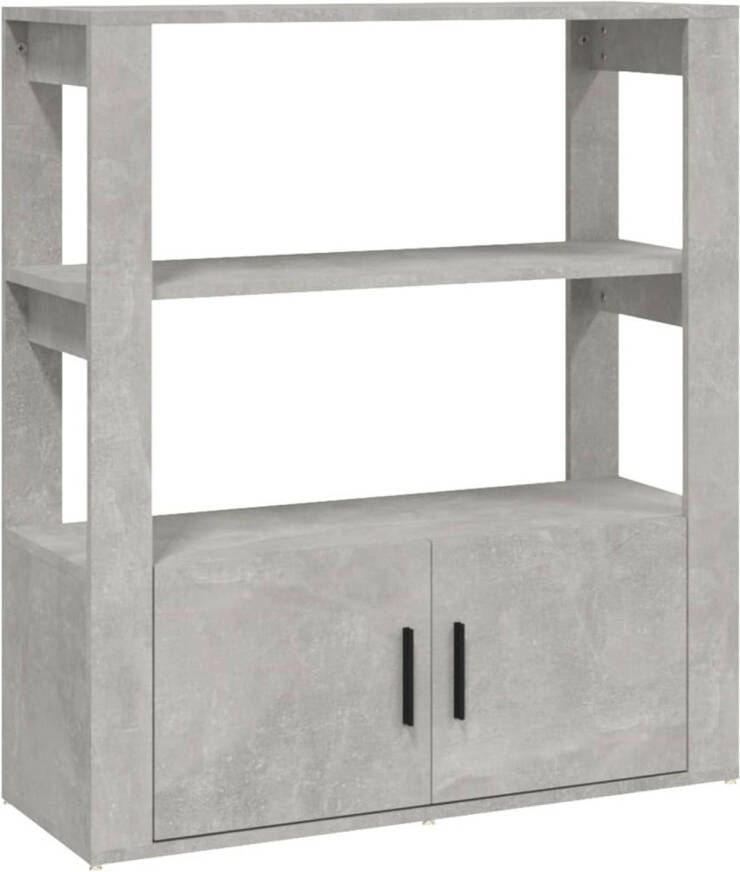 The Living Store Boekenkast Betongrijs 80 x 30 x 90 cm Bewerkt hout