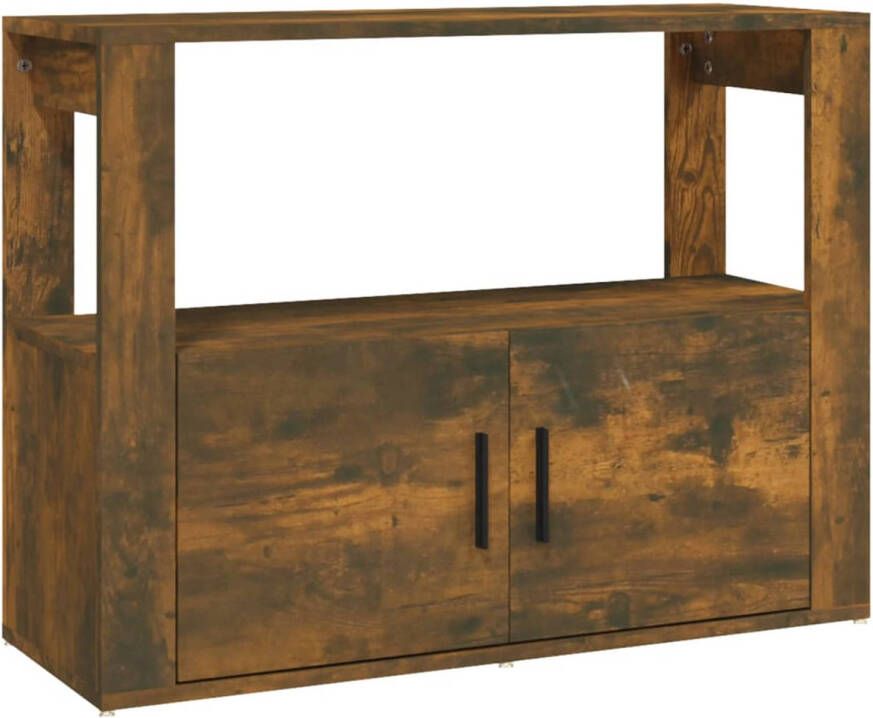 The Living Store Boekenkast Gerookt Eiken 80x30x60 cm Bewerkt Hout