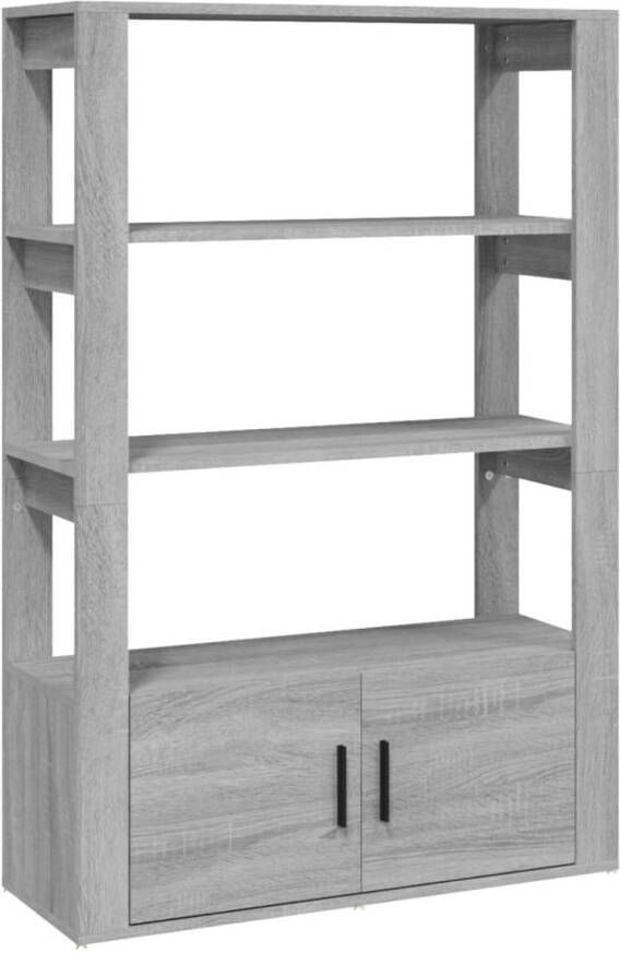 The Living Store Boekenkast Grijs Sonoma Eiken 80 x 30 x 119.5 cm Bewerkt Hout