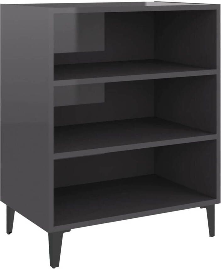 The Living Store Boekenkast Hoogglans grijs 57 x 35 x 70 cm 3 schappen