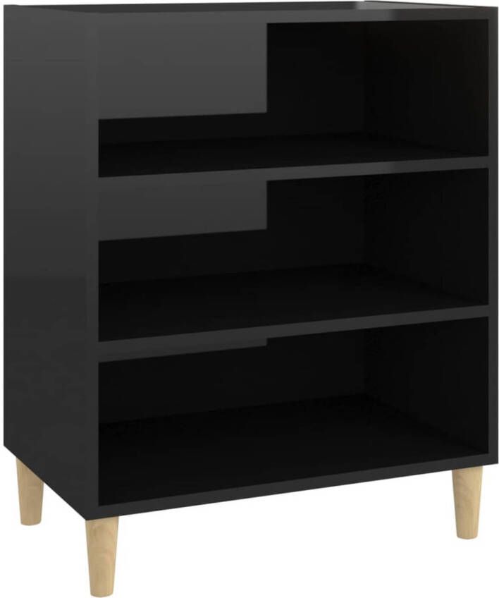 The Living Store Boekenkast Hoogglans Zwart 57 x 35 x 70 cm 3 schappen