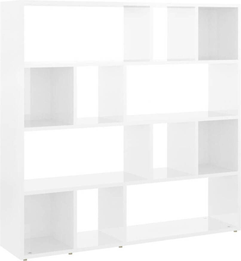 The Living Store Boekenkast Kamerscherm 105 x 24 x 102 cm Hoogglans wit