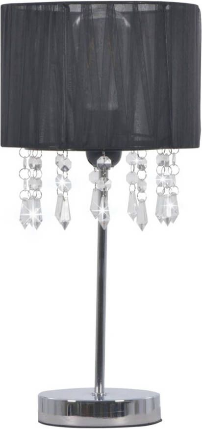 The Living Store Classic Bureaulamp Kristallen Kralen 20 x 44 cm Zilver Zwart Transparant