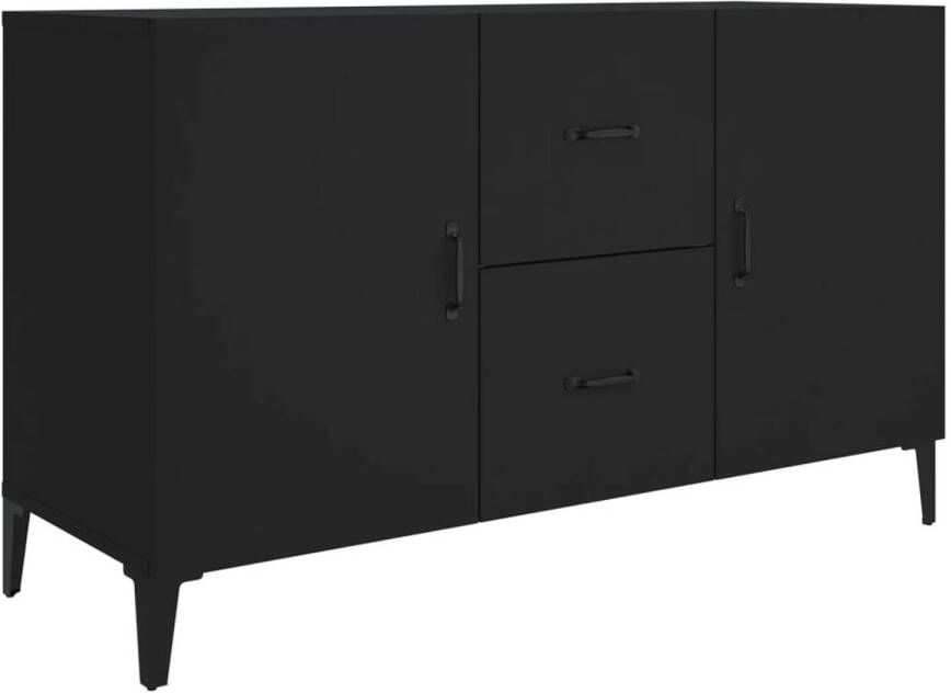 The Living Store Dressoir 100 x 36 x 60 cm Zwart Bewerkt Hout