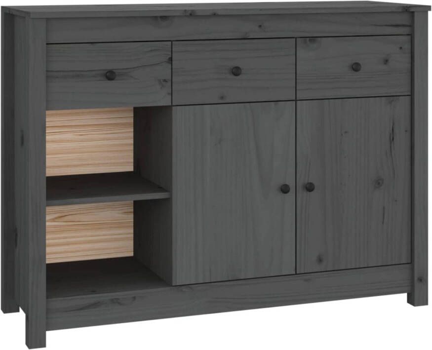 The Living Store Dressoir 100x35x74 cm massief grenenhout grijs Keukenkast