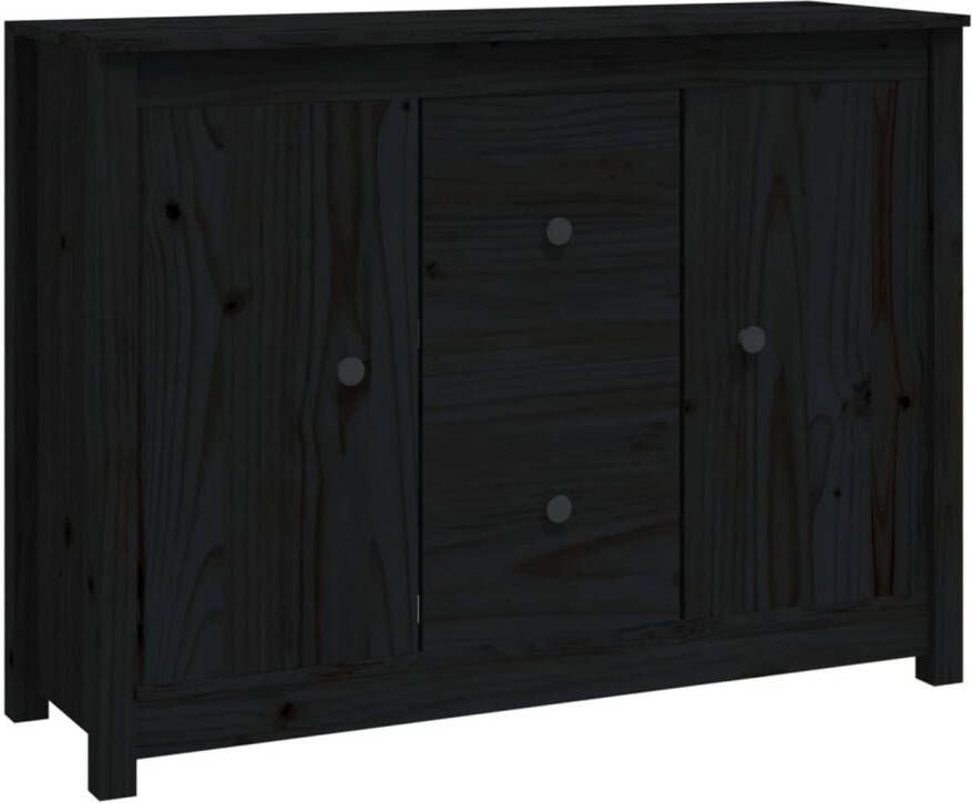 The Living Store Dressoir 100x35x74 cm massief grenenhout zwart Keukenkast