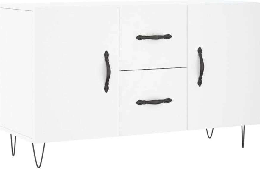 The Living Store Dressoir 100x36x60 cm bewerkt hout wit Keukenkast