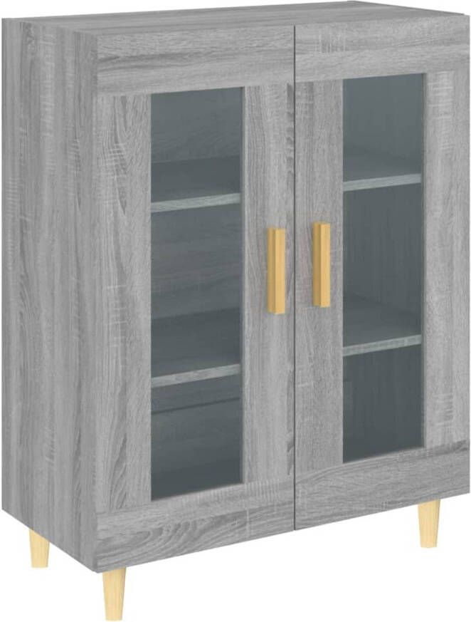 The Living Store Dressoir 2 glazen deuren 69.5 x 34 x 90 cm Grijs Sonoma Eiken