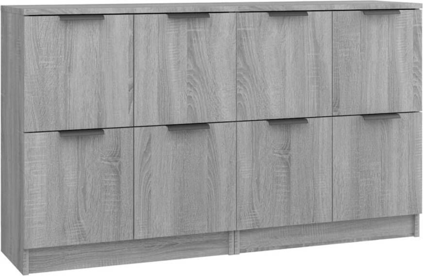 The Living Store Dressoir 2 Stuks Grijs Sonoma Eiken 60x30x70 cm Bewerkt hout