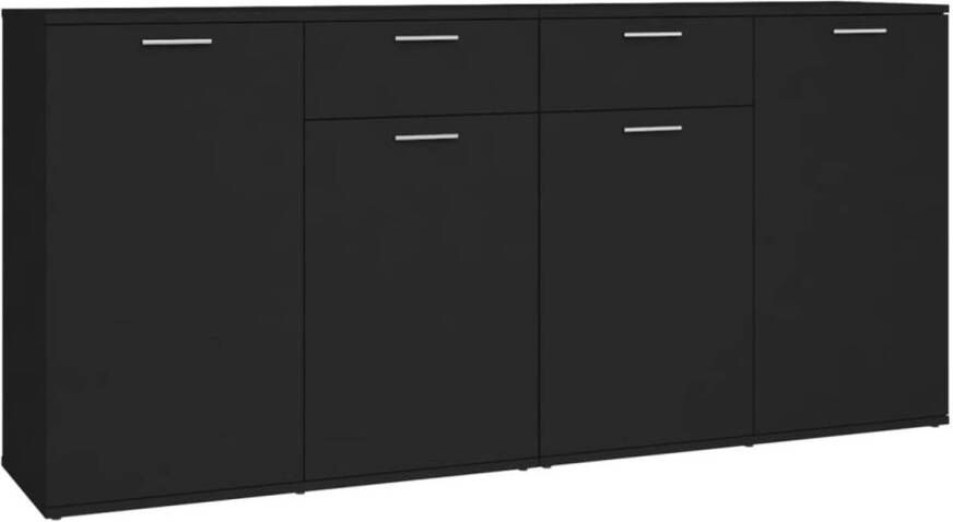 The Living Store Dressoir 4 deuren en 2 lades 160 x 36 x 75 cm zwart hout