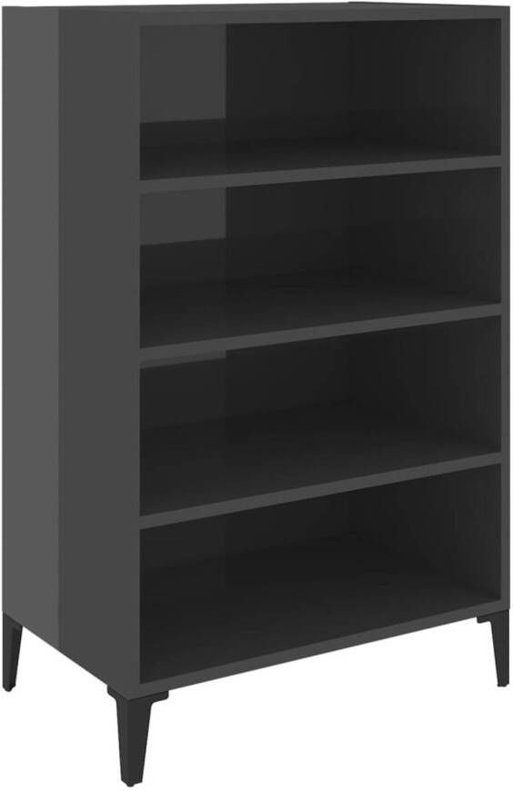 The Living Store Dressoir 57x35x90 cm spaanplaat hoogglans grijs Keukenkast