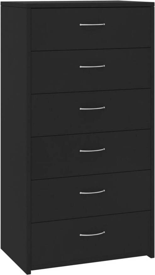 The Living Store Dressoir 6 Lades 50 x 34 x 96 cm Zwart Hoogwaardig bewerkt hout