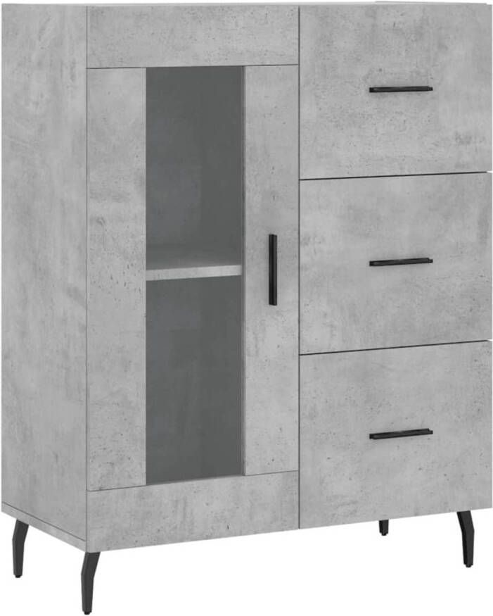 The Living Store -Dressoir-69-5x34x90-cm-bewerkt-hout-betongrijs Keukenkast