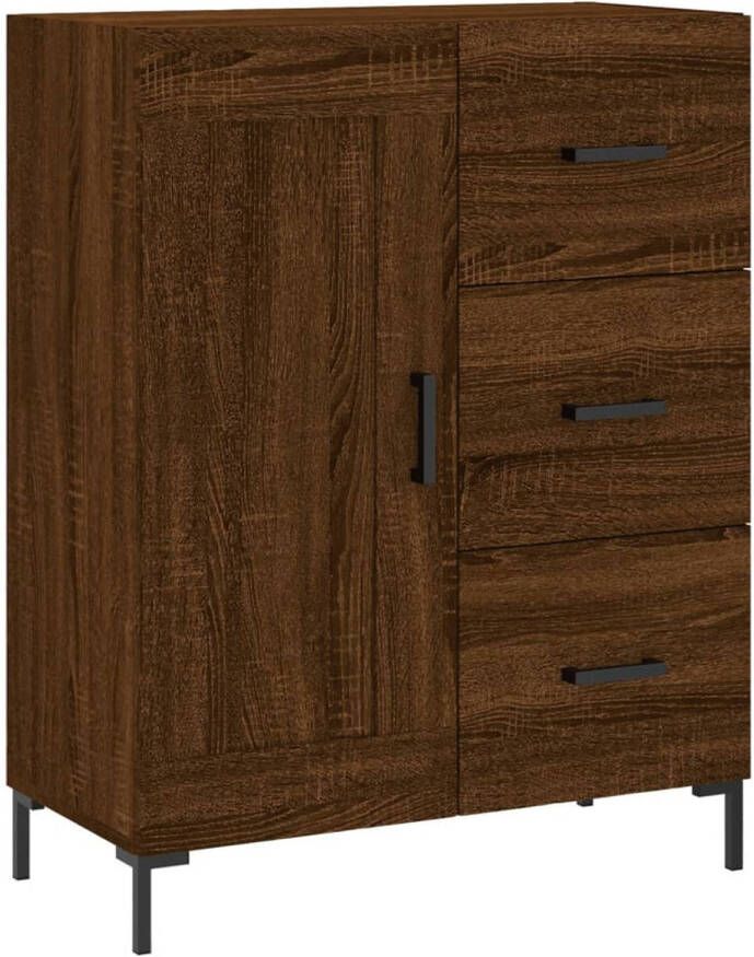 The Living Store -Dressoir-69-5x34x90-cm-bewerkt-hout-bruineikenkleurig Keukenkast