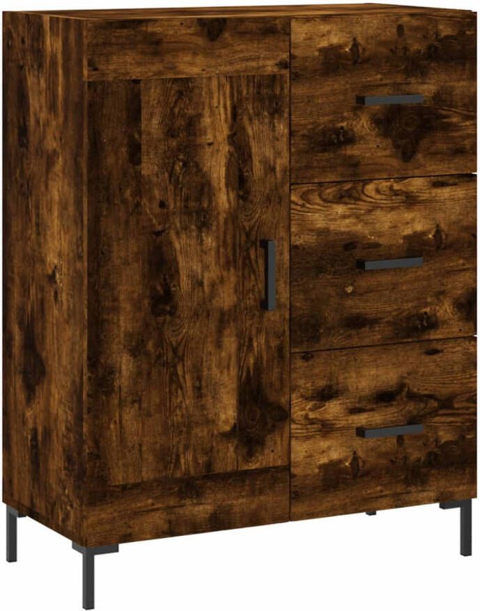 The Living Store -Dressoir-69-5x34x90-cm-bewerkt-hout-gerookt-eikenkleurig Keukenkast