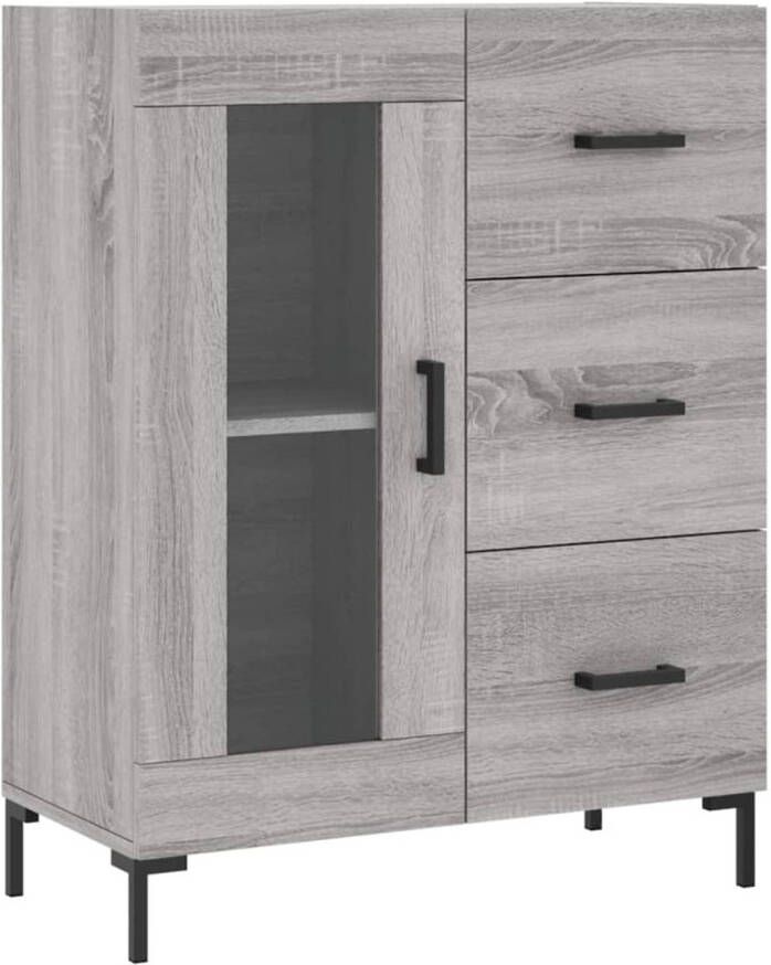 The Living Store -Dressoir-69-5x34x90-cm-bewerkt-hout-grijs-sonoma-eikenkleurig Keukenkast