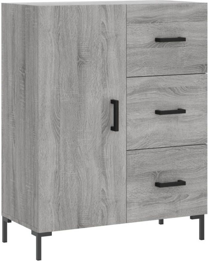 The Living Store Dressoir 69-5x34x90 cm bewerkt hout grijs sonoma eikenkleurig Keukenkast