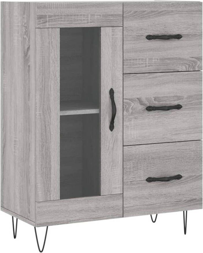 The Living Store -Dressoir-69-5x34x90-cm-bewerkt-hout-grijs-sonoma-eikenkleurig Keukenkast