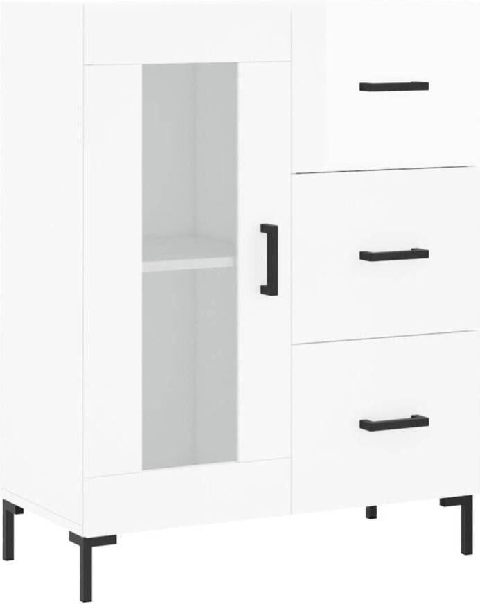 The Living Store -Dressoir-69-5x34x90-cm-bewerkt-hout-hoogglans-wit Keukenkast