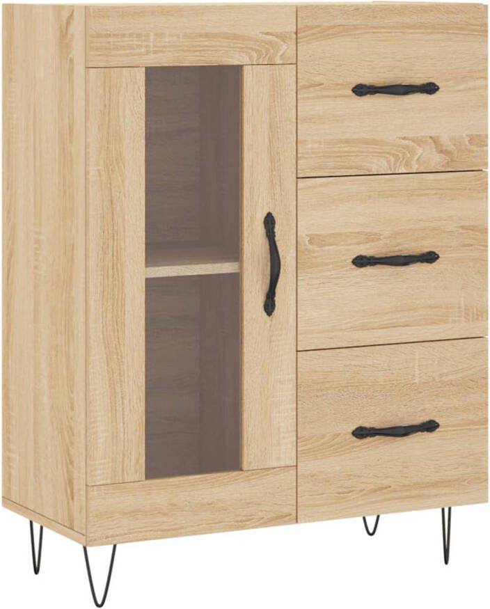 The Living Store -Dressoir-69-5x34x90-cm-bewerkt-hout-sonoma-eikenkleurig Keukenkast