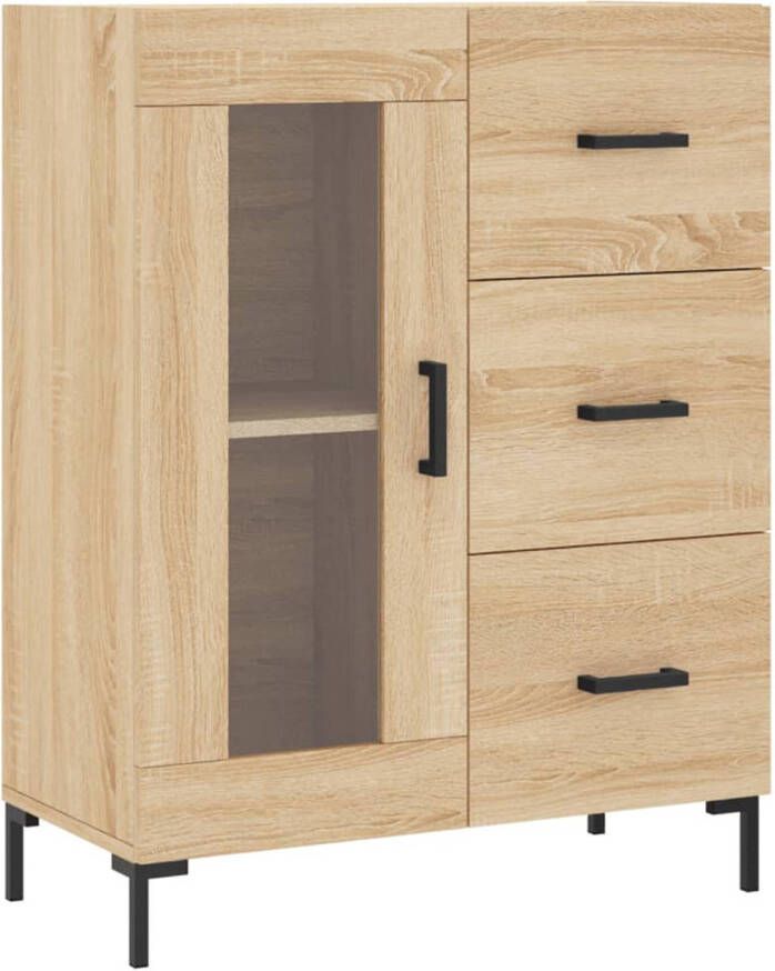 The Living Store -Dressoir-69-5x34x90-cm-bewerkt-hout-sonoma-eikenkleurig Keukenkast