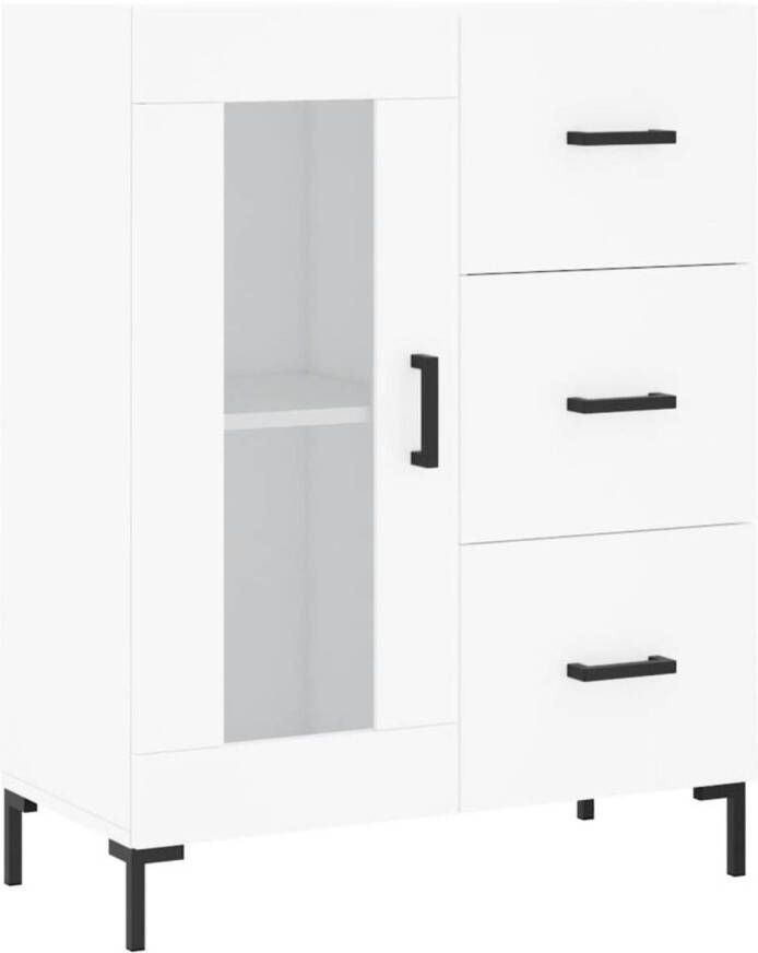 The Living Store -Dressoir-69-5x34x90-cm-bewerkt-hout-wit Keukenkast