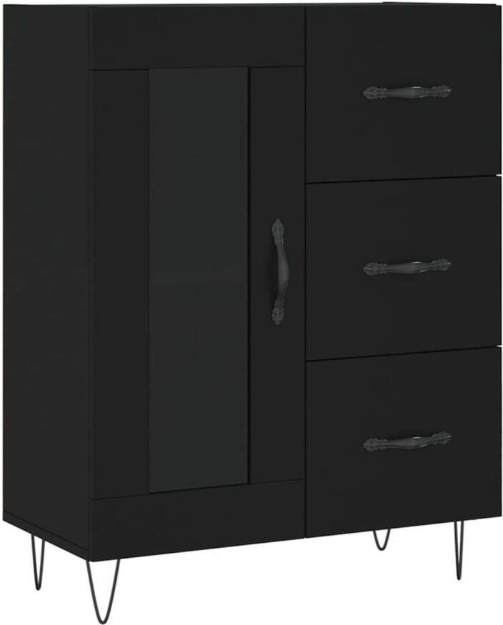 The Living Store -Dressoir-69-5x34x90-cm-bewerkt-hout-zwart Keukenkast