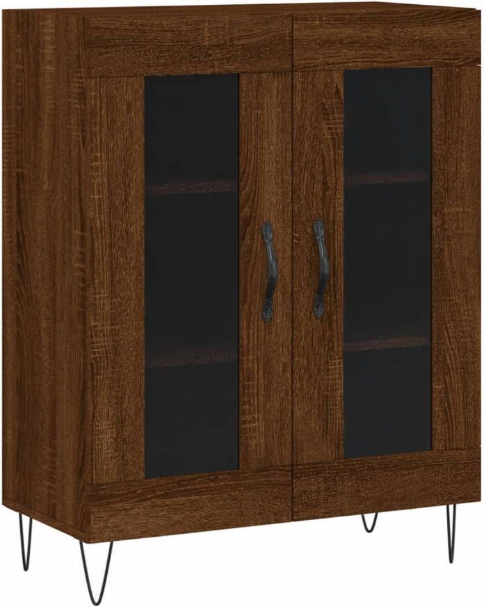 The Living Store Dressoir 69.5 x 34 x 90 cm Bruineiken Glas ontwerp