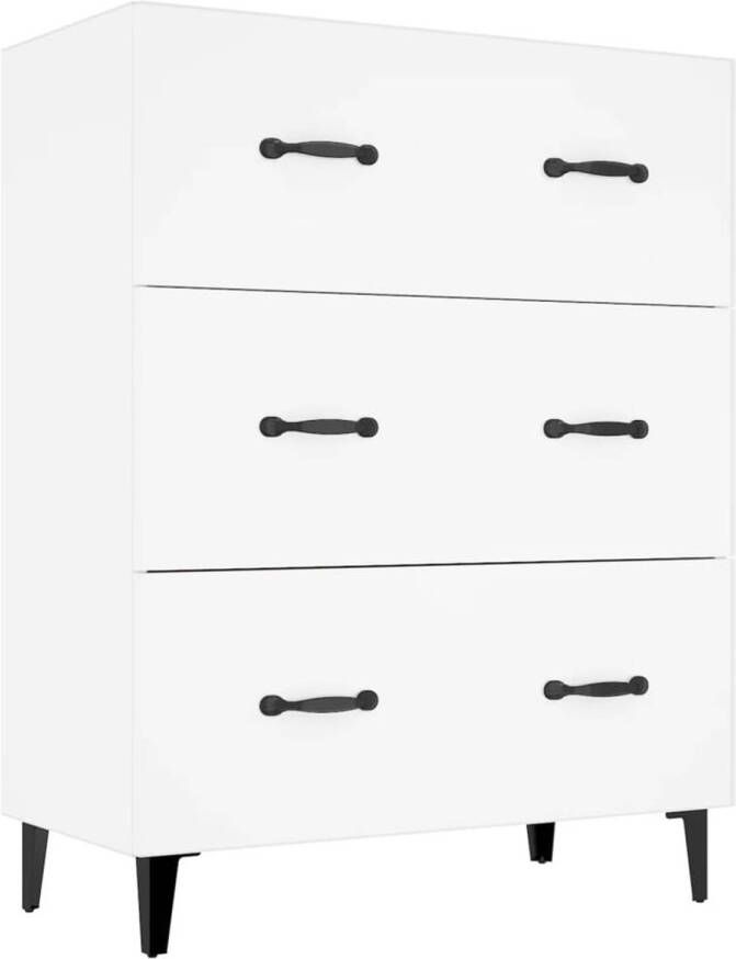 The Living Store Dressoir 69.5 x 34 x 90 cm Met 3 lades Wit