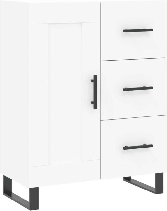 The Living Store Dressoir 69.5 x 34 x 90 cm wit bewerkt hout metaal