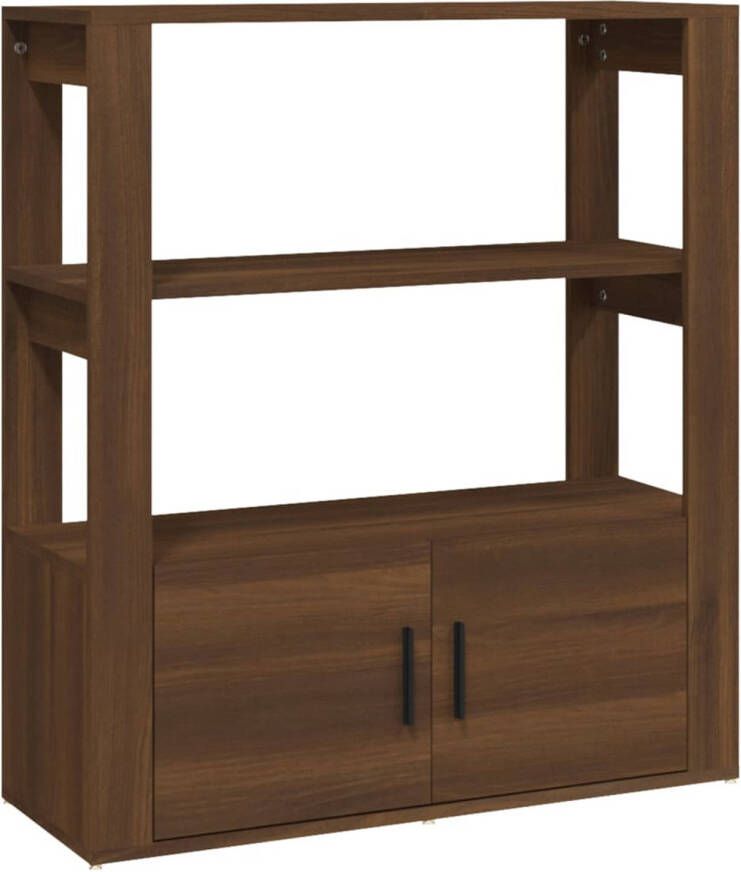 The Living Store Dressoir 80x30x90 cm bewerkt hout bruineikenkleurig Keukenkast