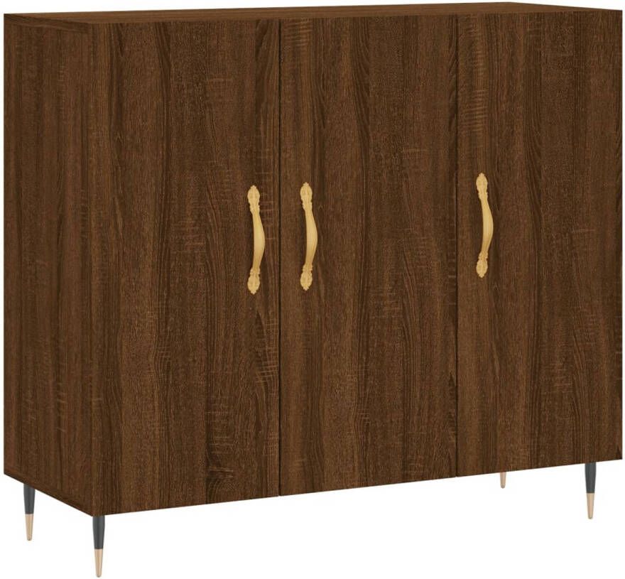 The Living Store -Dressoir-90x34x80-cm-bewerkt-hout-bruineikenkleurig Keukenkast