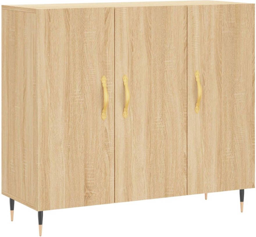 The Living Store -Dressoir-90x34x80-cm-bewerkt-hout-sonoma-eikenkleurig Keukenkast