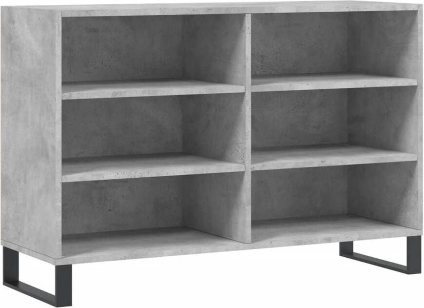 The Living Store Dressoir Betongrijs 103.5x35x70 cm Opbergkast met Duurzaam Hout Display Functie Ijzeren Poten