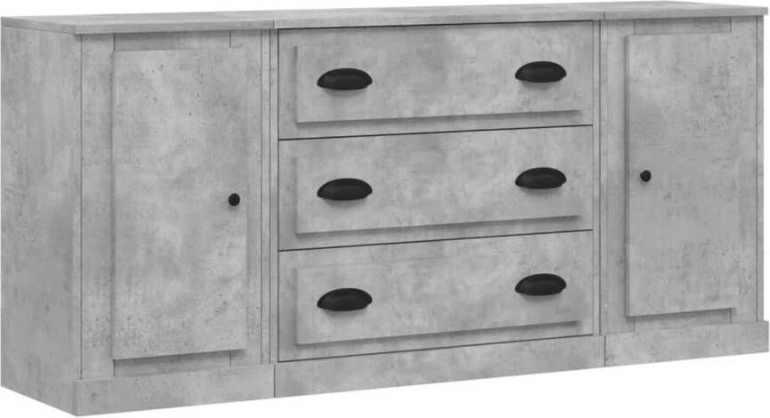 The Living Store Dressoir Betongrijs 140x35.5x67.5 cm 3 stuks